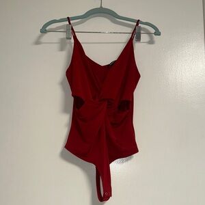 Express Cut Out Red Women's Bodysuit